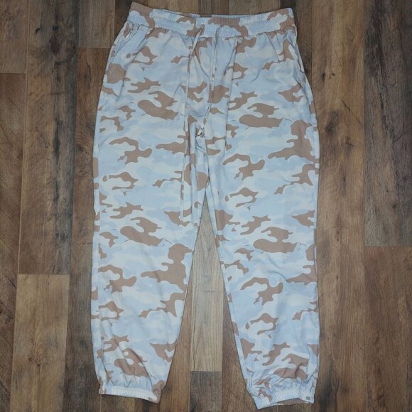 Zac & Rachel Womens Large Drawstring Camo Jogger Pants High Rise Waist Cropped - Picture 1 of 9